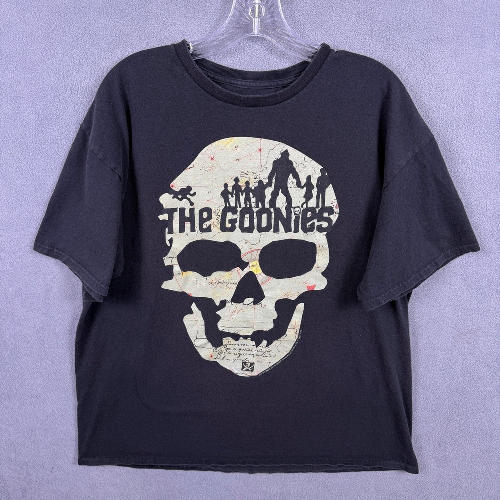 The Goonies Graphic T-Shirt Mens XL Black Movie Promo Skull Map Sloth